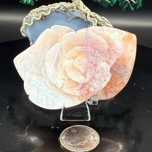 Pink Amethyst with Amethyst Rose Carving, Hand-Carved Flower Medallion